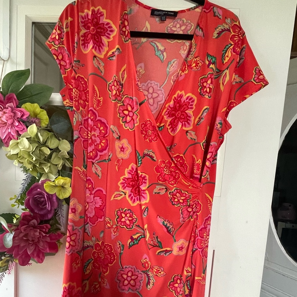 Cute bright orange and pink tropical dress